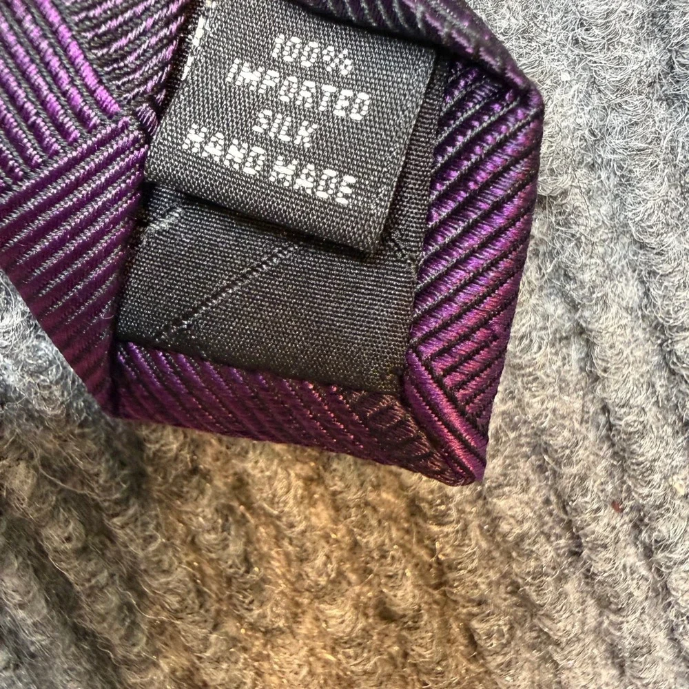 Kenneth‎ Cole New York Purple Silk Tie Woven Checkered Designer Necktie X-Long